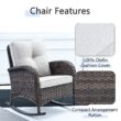 Rilyson New Juno Set of 2 Wicker Brown Steel Frame Rocking Chair with Multiple colors/finishes Beige Cushioned Seat