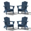 JEAREY HDPE Folding Adirondack Chair Set of 4 Set of 4 Stackable Navy HDPE Frame Stationary Adirondack Chair with Slat Seat