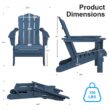 JEAREY HDPE Folding Adirondack Chair Set of 4 Set of 4 Stackable Navy HDPE Frame Stationary Adirondack Chair with Slat Seat