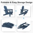 JEAREY HDPE Folding Adirondack Chair Set of 4 Set of 4 Stackable Navy HDPE Frame Stationary Adirondack Chair with Slat Seat