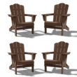 JEAREY HDPE Folding Adirondack Chair Set of 4 Set of 4 Stackable Brown HDPE Frame Stationary Adirondack Chair with Slat Seat