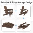JEAREY HDPE Folding Adirondack Chair Set of 4 Set of 4 Stackable Brown HDPE Frame Stationary Adirondack Chair with Slat Seat