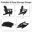 JEAREY HDPE Folding Adirondack Chair Set of 4 Set of 4 Stackable Black HDPE Frame Stationary Adirondack Chair with Slat Seat