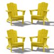 JEAREY HDPE Folding Adirondack Chair Set of 4 Set of 4 Stackable Yellow HDPE Frame Stationary Adirondack Chair with Slat Seat