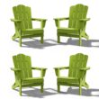JEAREY HDPE Folding Adirondack Chair Set of 4 Set of 4 Stackable Apple Green HDPE Frame Stationary Adirondack Chair with Slat Seat
