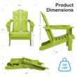 JEAREY HDPE Folding Adirondack Chair Set of 4 Set of 4 Stackable Apple Green HDPE Frame Stationary Adirondack Chair with Slat Seat