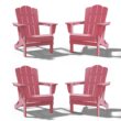JEAREY HDPE Folding Adirondack Chair Set of 4 Set of 4 Stackable Pink HDPE Frame Stationary Adirondack Chair with Slat Seat