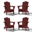 JEAREY HDPE Folding Adirondack Chair Set of 4 Set of 4 Stackable Dark Red HDPE Frame Stationary Adirondack Chair with Slat Seat