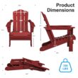 JEAREY HDPE Folding Adirondack Chair Set of 4 Set of 4 Stackable Dark Red HDPE Frame Stationary Adirondack Chair with Slat Seat