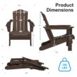 JEAREY HDPE Folding Adirondack Chair Set of 4 Set of 4 Stackable Coffee HDPE Frame Stationary Adirondack Chair with Slat Seat
