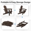 JEAREY HDPE Folding Adirondack Chair Set of 4 Set of 4 Stackable Coffee HDPE Frame Stationary Adirondack Chair with Slat Seat