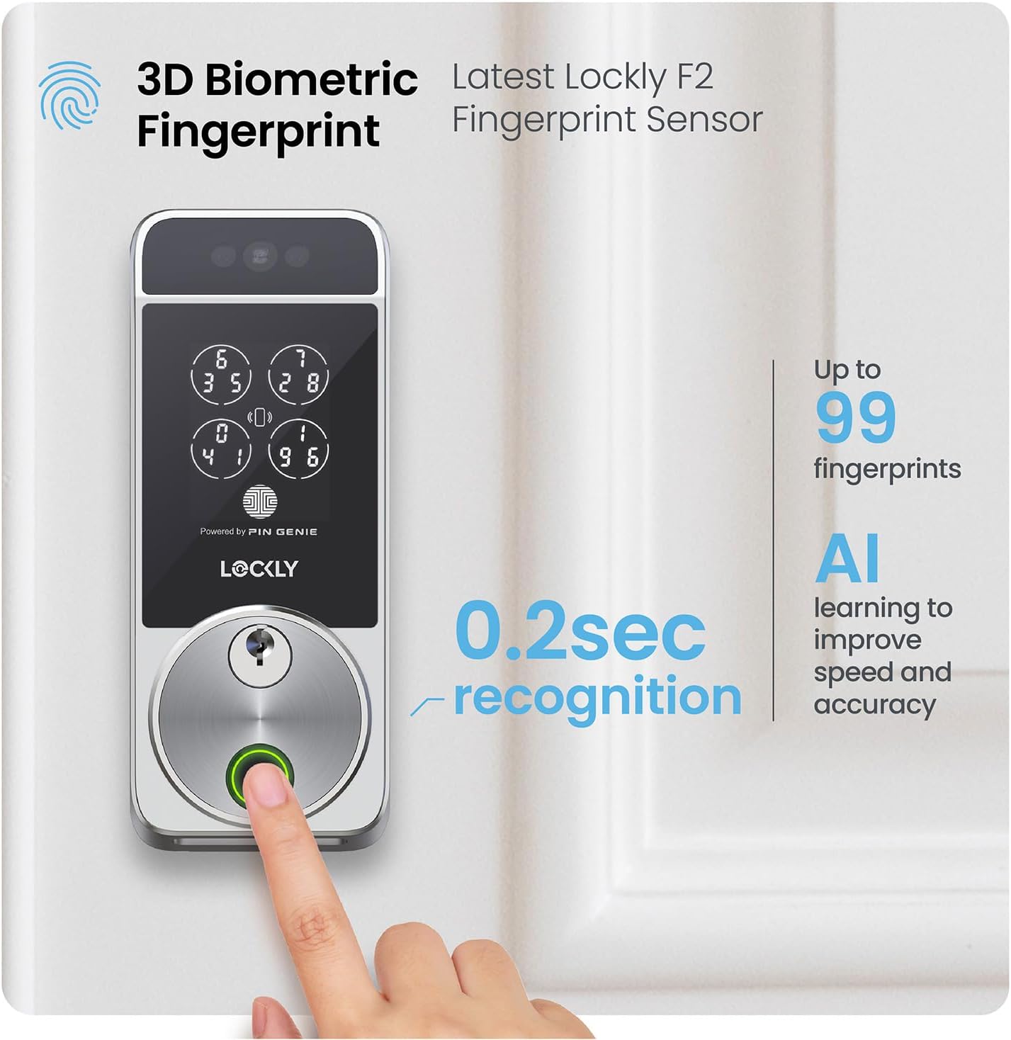 Lockly Visage Zeno Series Smart Lock, Facial Recognition & Fingerprint Keyless Entry Door Lock, Built-in Wi-Fi Deadbolt, Satin Nickle Lockly Visage Zeno Series Smart Lock, Facial Recognition & Fingerprint Keyless Entry Door Lock, Built-in Wi-Fi Deadbolt with Apple Home Key, PIN Genie Keypad, App Remote Control, Easy Installation