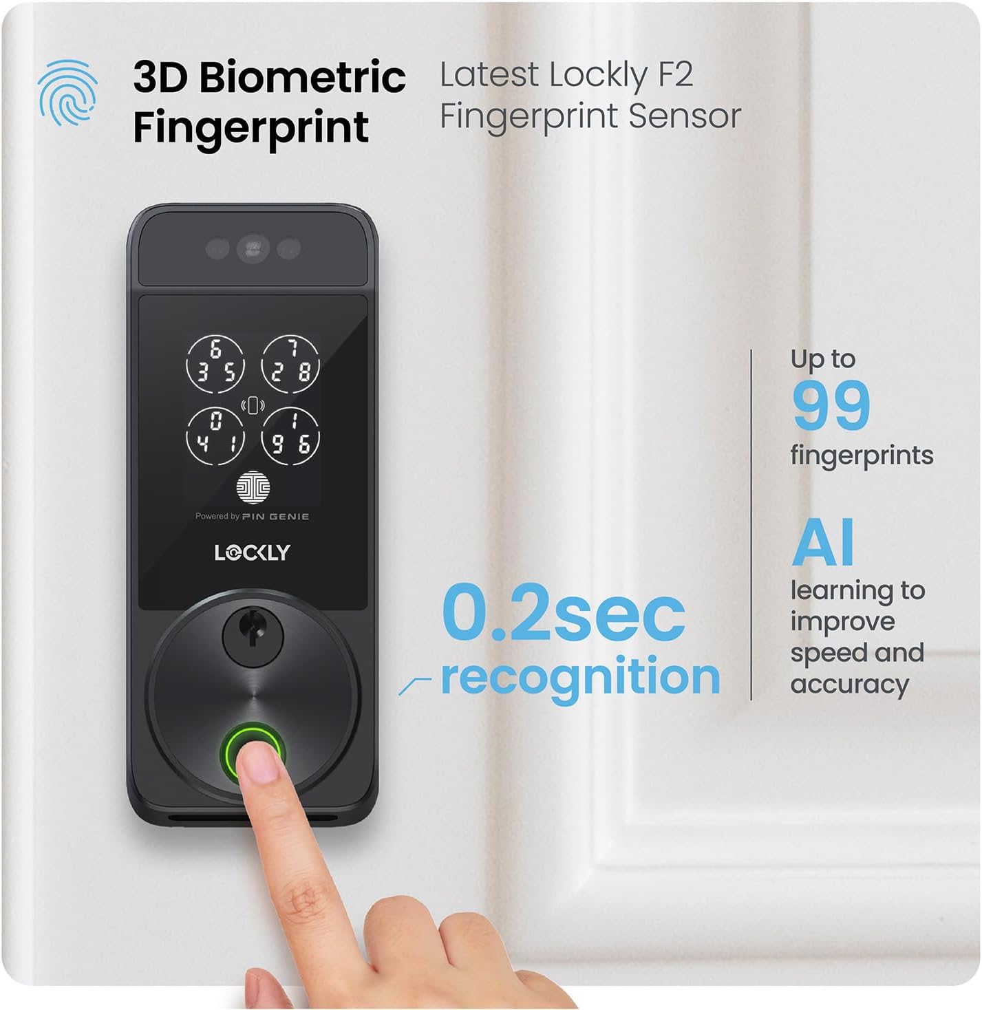 Lockly Visage Zeno Series Smart Lock, Facial Recognition & Fingerprint Keyless Entry Door Lock, Built-in Wi-Fi Deadbolt, Matte Black Lockly Visage Zeno Series Smart Lock, Facial Recognition & Fingerprint Keyless Entry Door Lock, Built-in Wi-Fi Deadbolt with Apple Home Key, PIN Genie Keypad, App Remote Control, Easy Installation
