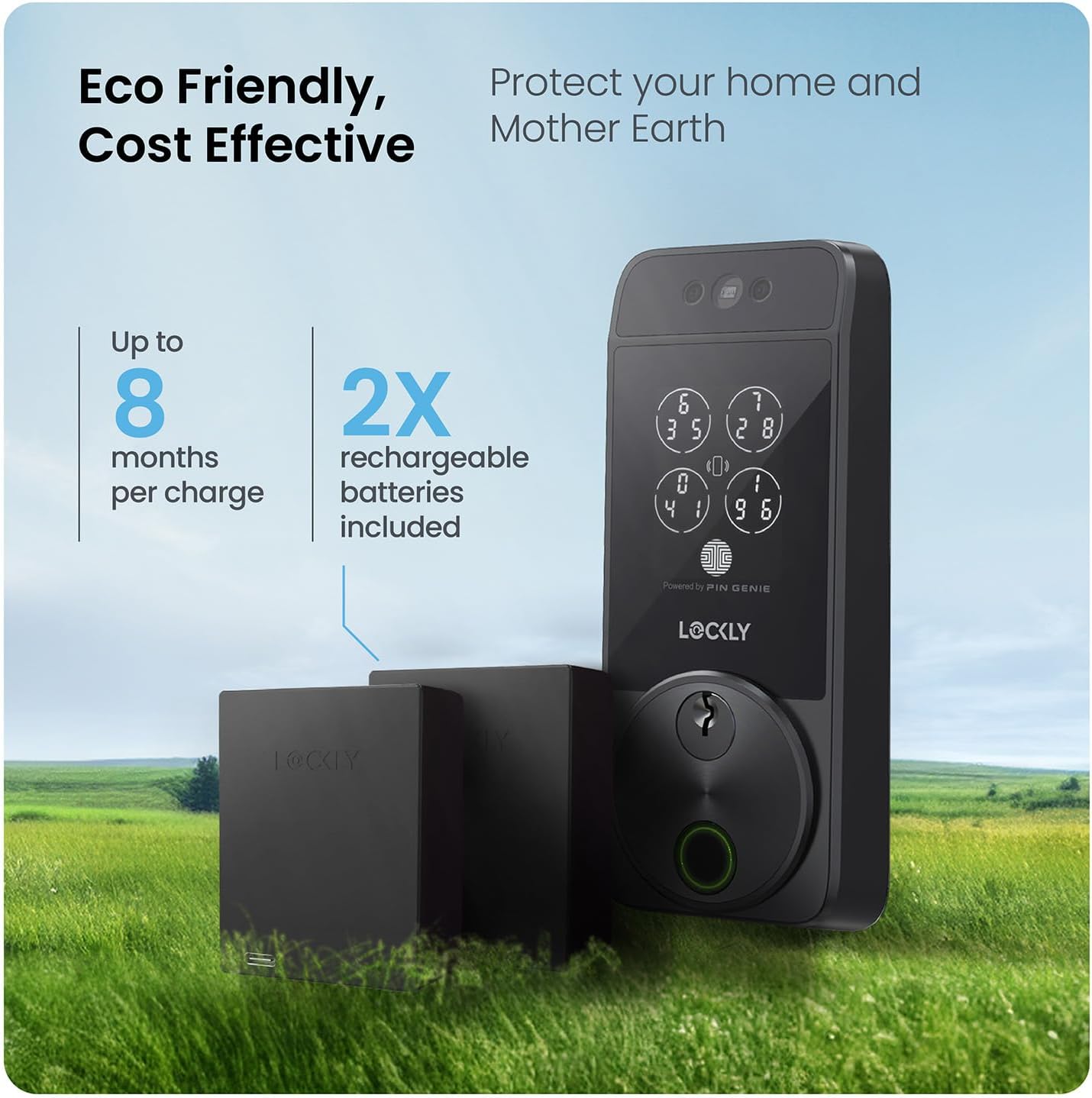 Lockly Visage Zeno Series Smart Lock, Facial Recognition & Fingerprint Keyless Entry Door Lock, Built-in Wi-Fi Deadbolt, Matte Black Lockly Visage Zeno Series Smart Lock, Facial Recognition & Fingerprint Keyless Entry Door Lock, Built-in Wi-Fi Deadbolt with Apple Home Key, PIN Genie Keypad, App Remote Control, Easy Installation