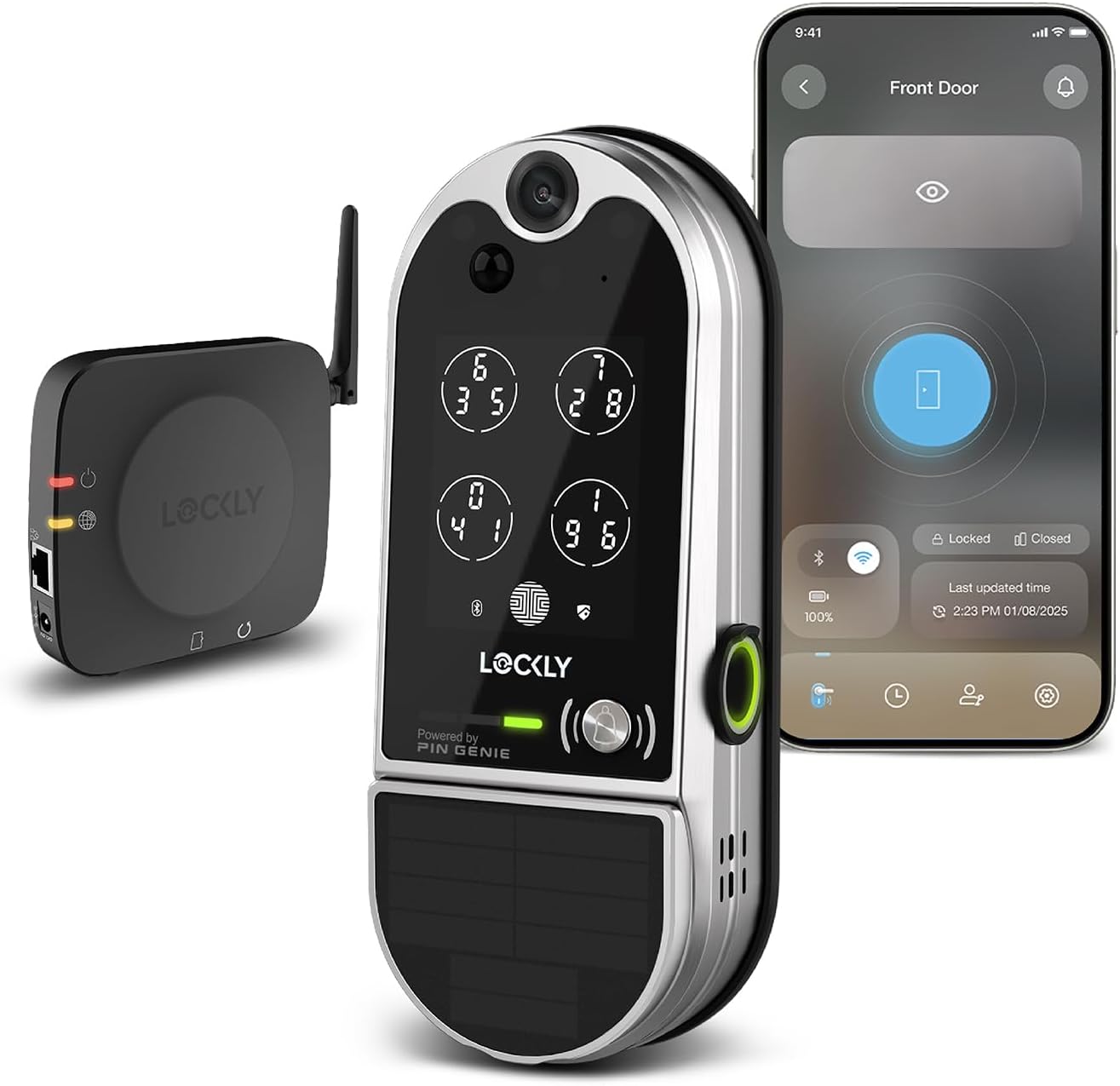 Lockly Vision Elite Video Smart Lock with Camera, Smart Wi-Fi Deadbolt, Satin Nickel Lockly Vision Elite Video Smart Lock with Camera, Smart Wi-Fi Deadbolt for Front Door, PIN Genie Keypad, Fingerprint Door Lock, Motion Sensor, App Remote Control, 2 Way Audio Doorbell, No Monthly Fee