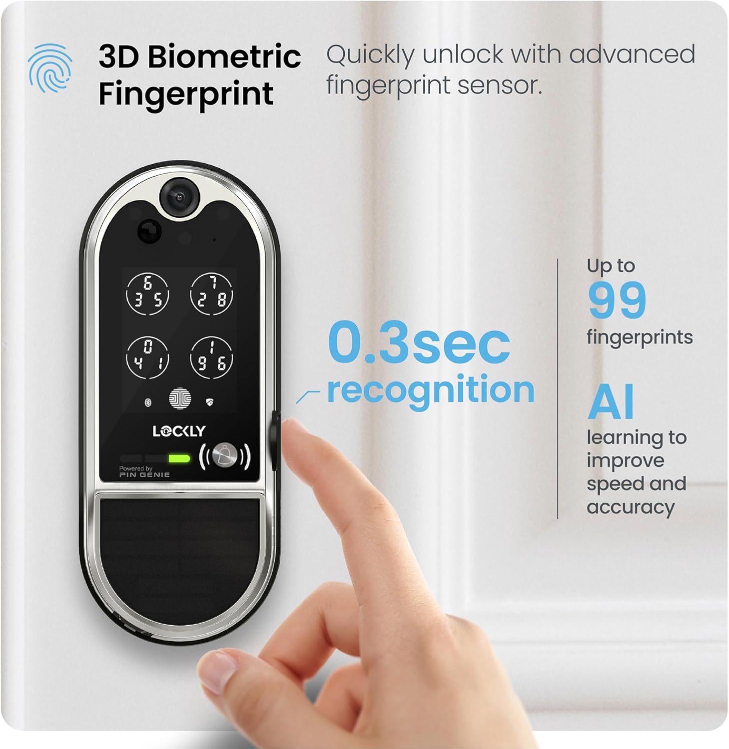 Lockly Vision Elite Video Smart Lock with Camera, Smart Wi-Fi Deadbolt, Satin Nickel Lockly Vision Elite Video Smart Lock with Camera, Smart Wi-Fi Deadbolt for Front Door, PIN Genie Keypad, Fingerprint Door Lock, Motion Sensor, App Remote Control, 2 Way Audio Doorbell, No Monthly Fee