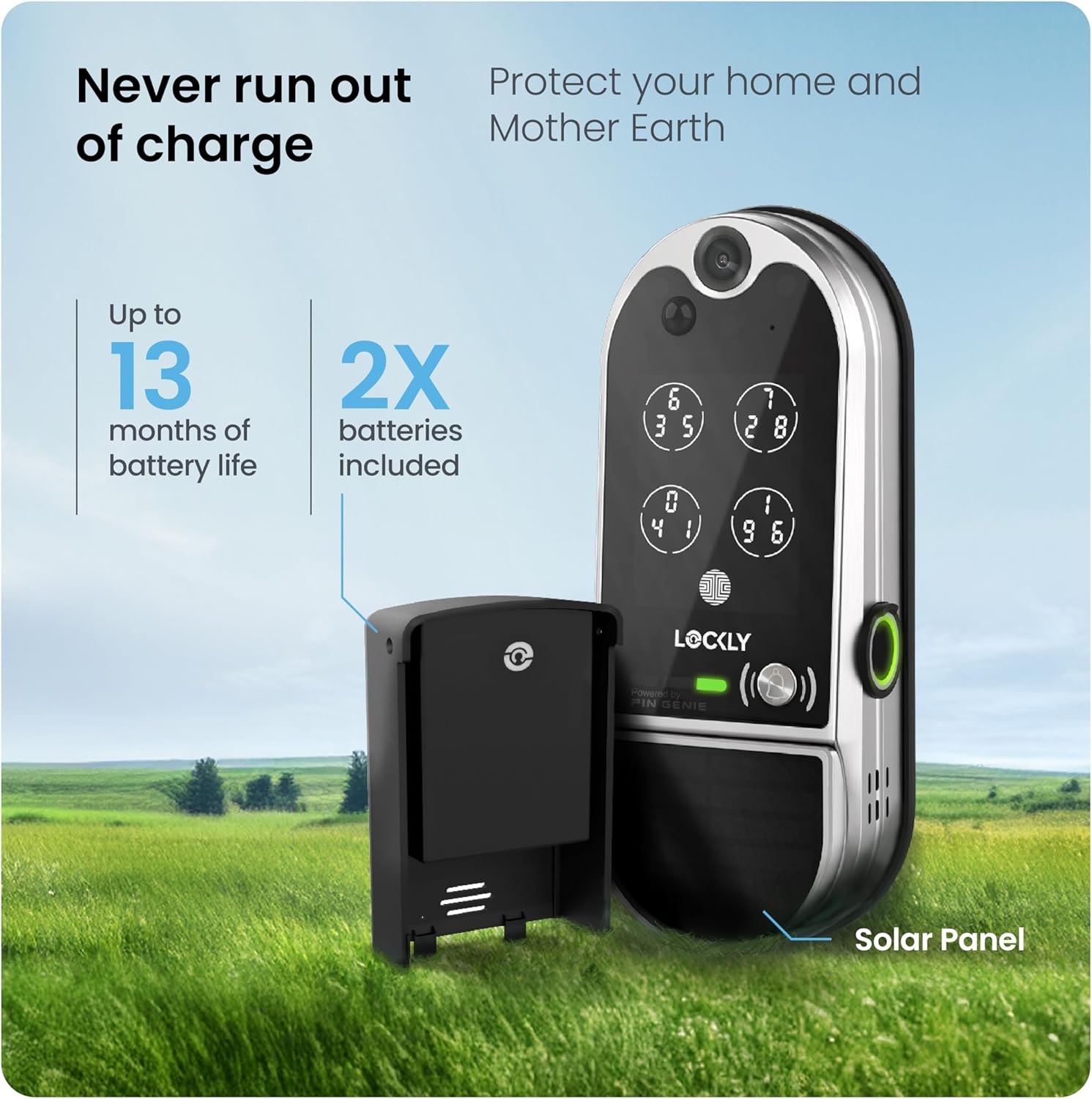 Lockly Vision Elite Video Smart Lock with Camera, Smart Wi-Fi Deadbolt, Satin Nickel Lockly Vision Elite Video Smart Lock with Camera, Smart Wi-Fi Deadbolt for Front Door, PIN Genie Keypad, Fingerprint Door Lock, Motion Sensor, App Remote Control, 2 Way Audio Doorbell, No Monthly Fee