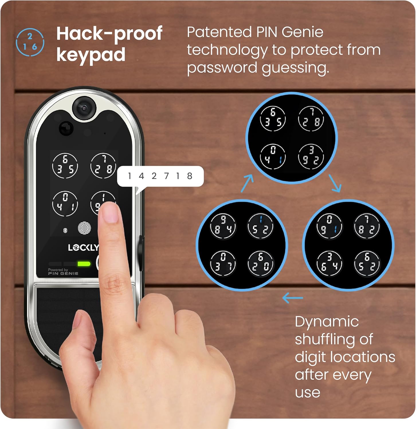 Lockly Vision Elite Video Smart Lock with Camera, Smart Wi-Fi Deadbolt, Satin Nickel Lockly Vision Elite Video Smart Lock with Camera, Smart Wi-Fi Deadbolt for Front Door, PIN Genie Keypad, Fingerprint Door Lock, Motion Sensor, App Remote Control, 2 Way Audio Doorbell, No Monthly Fee