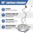 JANZ 30'' Pressure Washer Surface Cleaner with 4 Wheels,Dual Handle,Stainless Steel Housing, 2 Hose Adapters and 4 Replacement Nozzle Cores,Ideal for Driveways, Sidewalks,Patios,Decks Cleaning