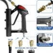JANZ 30'' Pressure Washer Surface Cleaner with 4 Wheels,Dual Handle,Stainless Steel Housing, 2 Hose Adapters and 4 Replacement Nozzle Cores,Ideal for Driveways, Sidewalks,Patios,Decks Cleaning