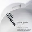 Brondell Bidet Toilet Seat S1400, Smart Toilet Seat, Dual Stainless-Steel, Self-Cleaning Nozzle With Clean Plus Technology, Endless Warm Water Bidet, Warm Air Dryer-Nightlight, Heated Seat, Round