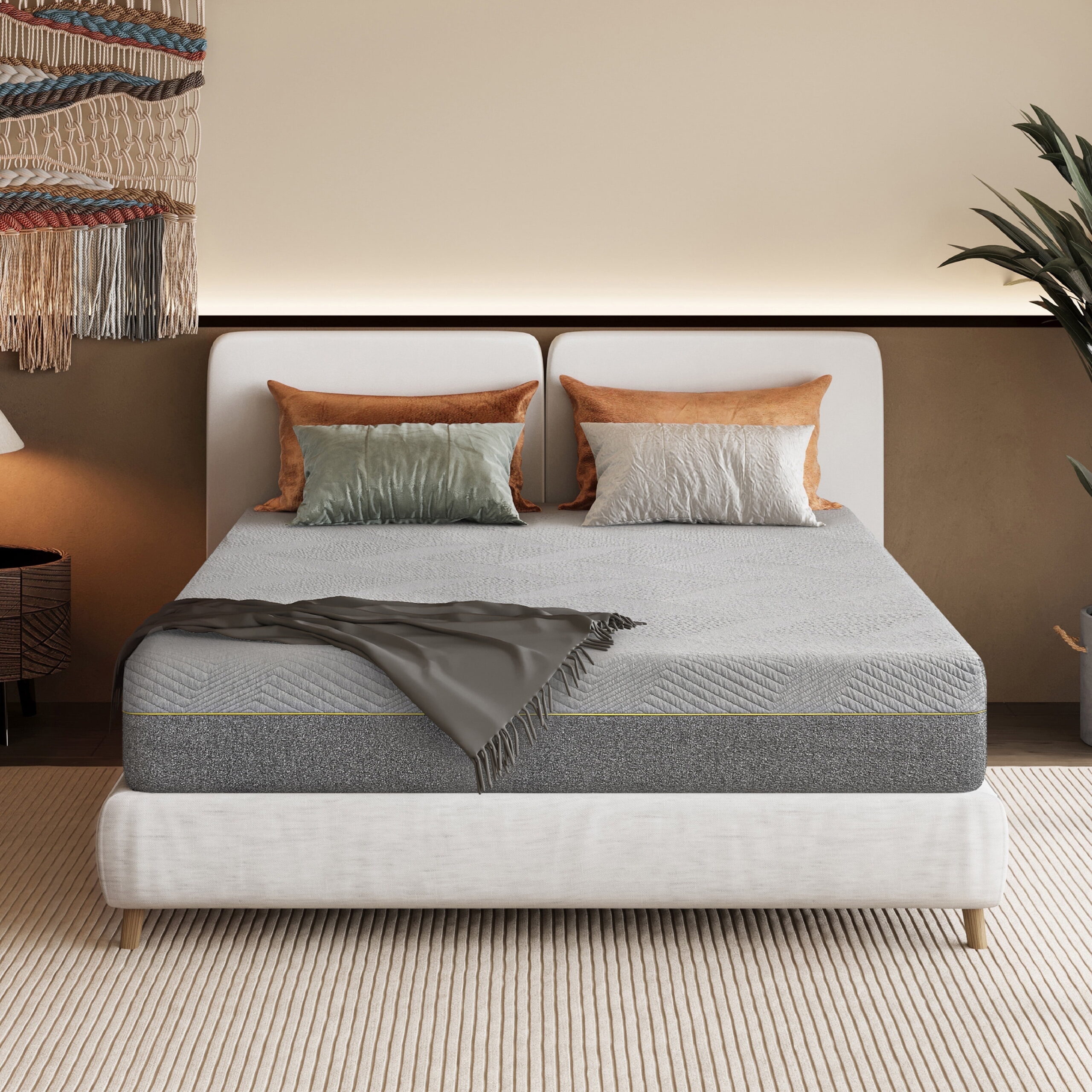 MLILY Ego Gray 12 inch Queen Size Mattress, Gel Memory Foam Mattress in a Box