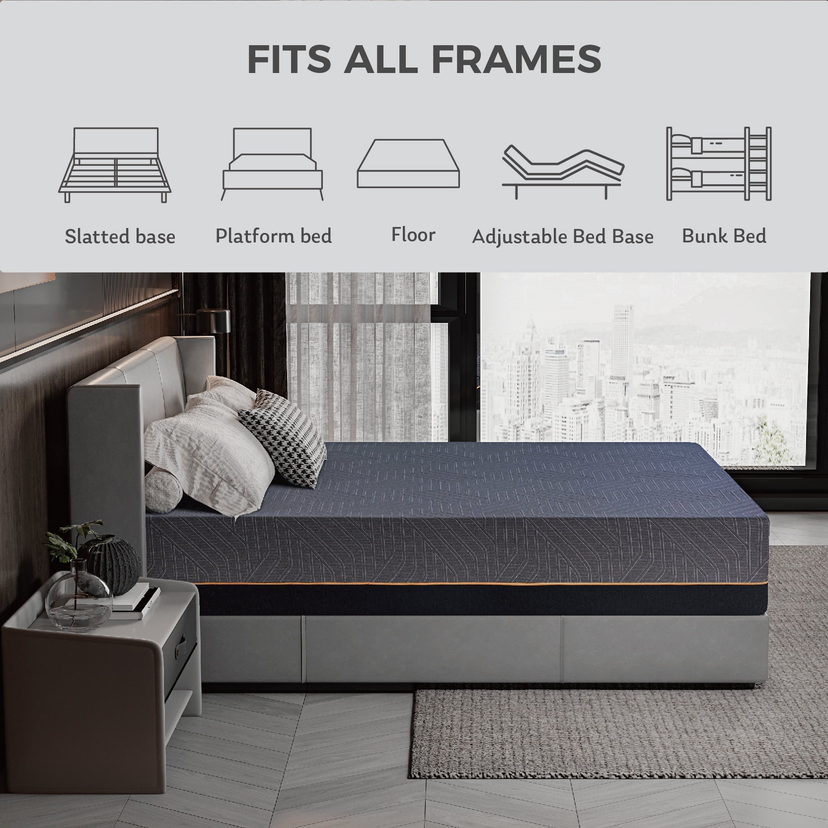 MLILY Ego Black 14 inch Full Memory Foam Mattress, Gel Mattress in a Box, Medium MLILY Ego Black 14 inch Full Memory Foam Mattress, Gel Mattress in a Box, Medium