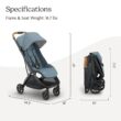 UPPAbaby Minu V3 Travel Stroller | Lightweight + Compact Design | One-Hand Fold + Unfold | from Birth + Overhead Compatible | Dillan (Stone Blue/Carbon Frame/Sand Leather)