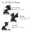UPPAbaby Minu V3 Travel Stroller | Lightweight + Compact Design | One-Hand Fold + Unfold | from Birth + Overhead Compatible | Jake (Charcoal/Carbon Frame/Black Leather)