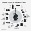 Stokke YOYO3 Stroller from 6 Months - Includes Black Frame, Seat Cushion & Canopy - Folds in & Out in a Flash - Light & Compact - Carry-On Compatible