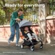 Stokke YOYO3 Stroller from 6 Months - Includes Black Frame/Air France Blue Seat Cushion + Canopy Stokke YOYO3 Stroller from 6 Months - Includes Black Frame/Air France Blue Seat Cushion + Canopy - Folds in & Out in a Flash - Light & Compact - Carry-On Compatible