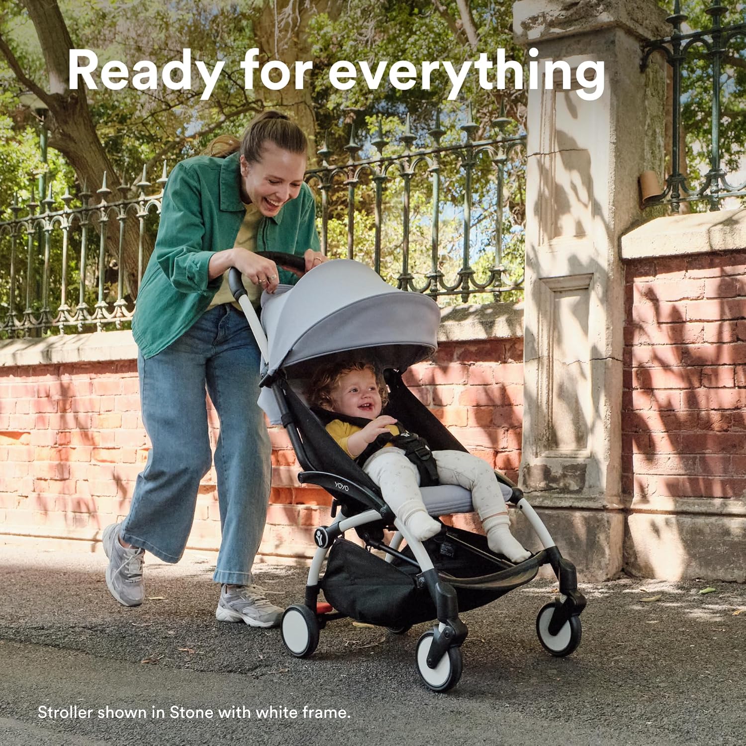 Stokke YOYO3 Stroller from 6 Months - Includes Black Frame/Air France Blue Seat Cushion + Canopy Stokke YOYO3 Stroller from 6 Months - Includes Black Frame/Air France Blue Seat Cushion + Canopy - Folds in & Out in a Flash - Light & Compact - Carry-On Compatible