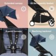 Stokke YOYO3 Stroller from 6 Months - Includes Black Frame/Air France Blue Seat Cushion + Canopy Stokke YOYO3 Stroller from 6 Months - Includes Black Frame/Air France Blue Seat Cushion + Canopy - Folds in & Out in a Flash - Light & Compact - Carry-On Compatible