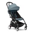 Stokke YOYO3 Stroller from 6 Months - Includes Black Frame/Aqua Seat Cushion + Canopy - Folds in & Out in a Flash - Light & Compact - Carry-On Compatible