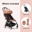 Stokke YOYO3 Stroller from 6 Months - Includes Black Frame/Ginger Seat Cushion + Canopy - Folds in & Out in a Flash - Light & Compact - Carry-On Compatible