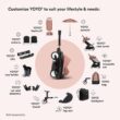 Stokke YOYO3 Stroller from 6 Months - Includes Black Frame/Ginger Seat Cushion + Canopy - Folds in & Out in a Flash - Light & Compact - Carry-On Compatible