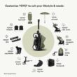 Stokke YOYO3 Stroller from 6 Months - Includes Black Frame/Olive Seat Cushion + Canopy - Folds in & Out in a Flash - Light & Compact - Carry-On Compatible