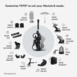 Stokke YOYO3 Stroller from 6 Months - Includes Black Frame/Stone Seat Cushion + Canopy - Folds in & Out in a Flash - Light & Compact - Carry-On Compatible
