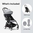 Stokke YOYO3 Stroller from 6 Months - Includes Black Frame/Stone Seat Cushion + Canopy - Folds in & Out in a Flash - Light & Compact - Carry-On Compatible
