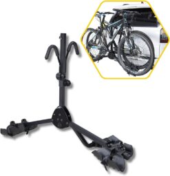 Saris All Star 2 Bike Hitch Rack with Secure & Easy to Load Platform - Adjustable Arms, Universal Hitch, Wide Wheel Trays, Ratchet Straps, Fold-Down Mast for Hatch Access