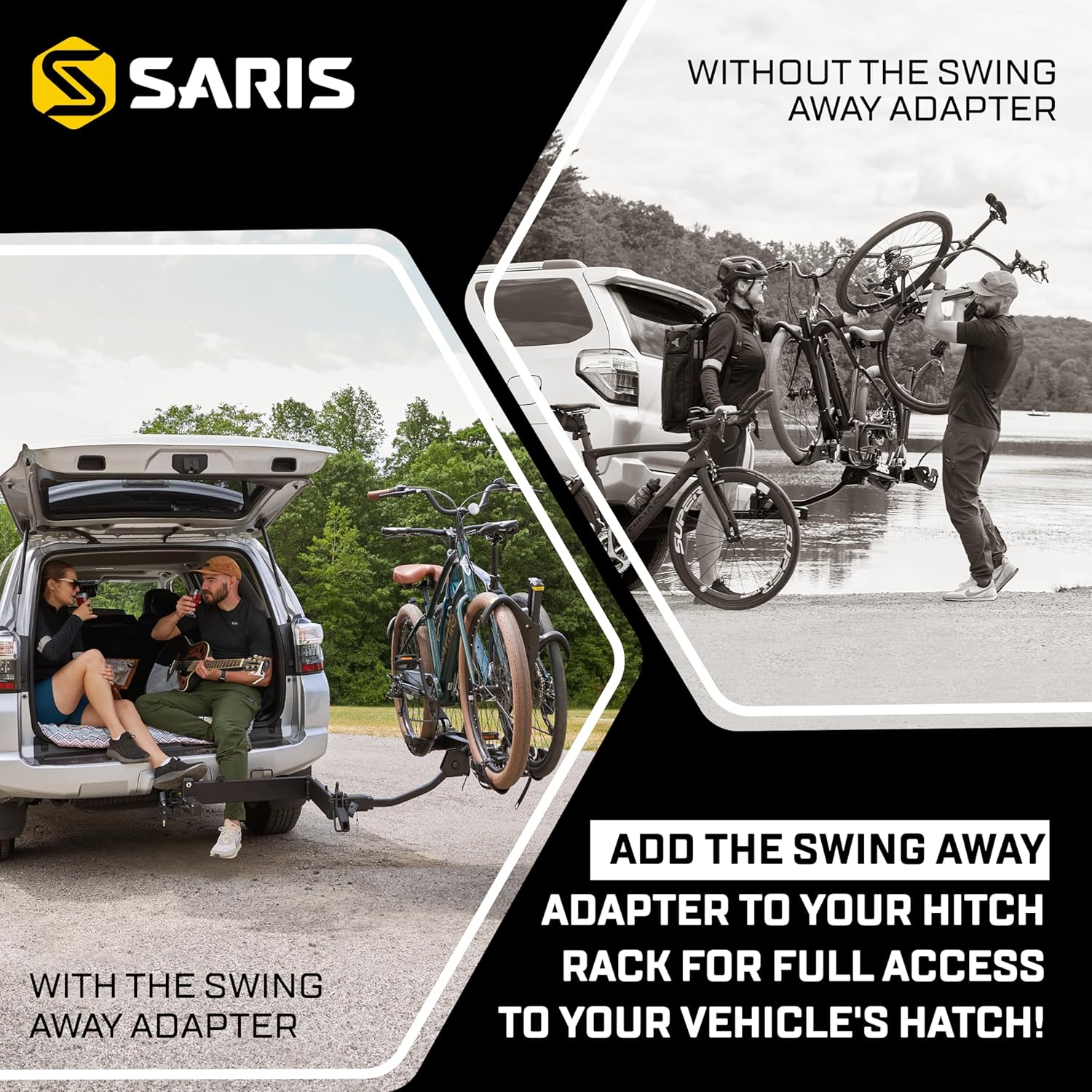 Saris Swing Away Hitch Adapter by Saris | 2" Receiver, 250 lb Capacity | Easy Access & Foldable | Black Alloy Steel | Made in The USA Swing Away Hitch Adapter by Saris | 2" Receiver, 250 lb Capacity | Easy Access & Foldable | Black Alloy Steel | Made in The USA