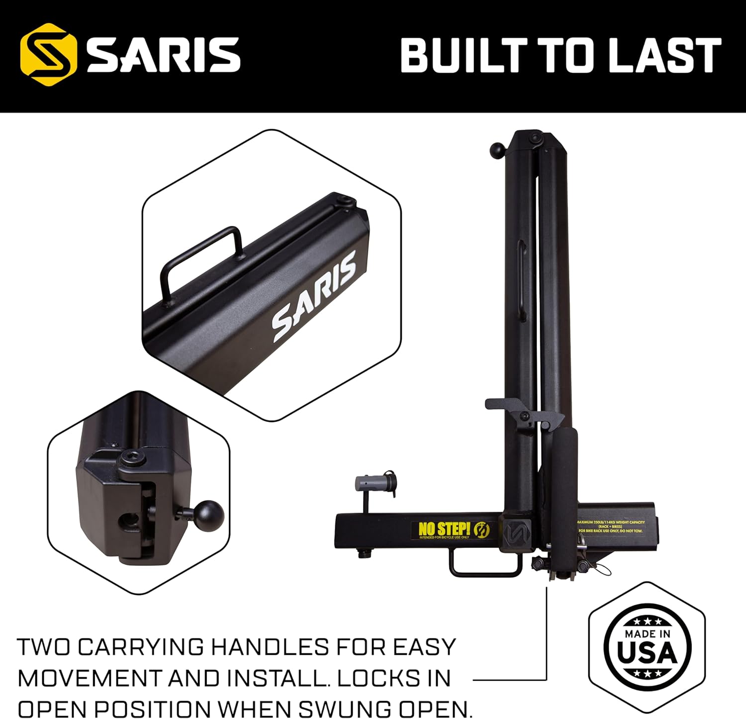 Saris Swing Away Hitch Adapter by Saris | 2" Receiver, 250 lb Capacity | Easy Access & Foldable | Black Alloy Steel | Made in The USA Swing Away Hitch Adapter by Saris | 2" Receiver, 250 lb Capacity | Easy Access & Foldable | Black Alloy Steel | Made in The USA