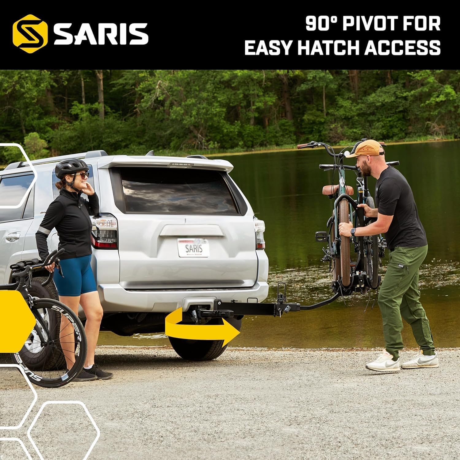 Saris Swing Away Hitch Adapter by Saris | 2" Receiver, 250 lb Capacity | Easy Access & Foldable | Black Alloy Steel | Made in The USA Swing Away Hitch Adapter by Saris | 2" Receiver, 250 lb Capacity | Easy Access & Foldable | Black Alloy Steel | Made in The USA