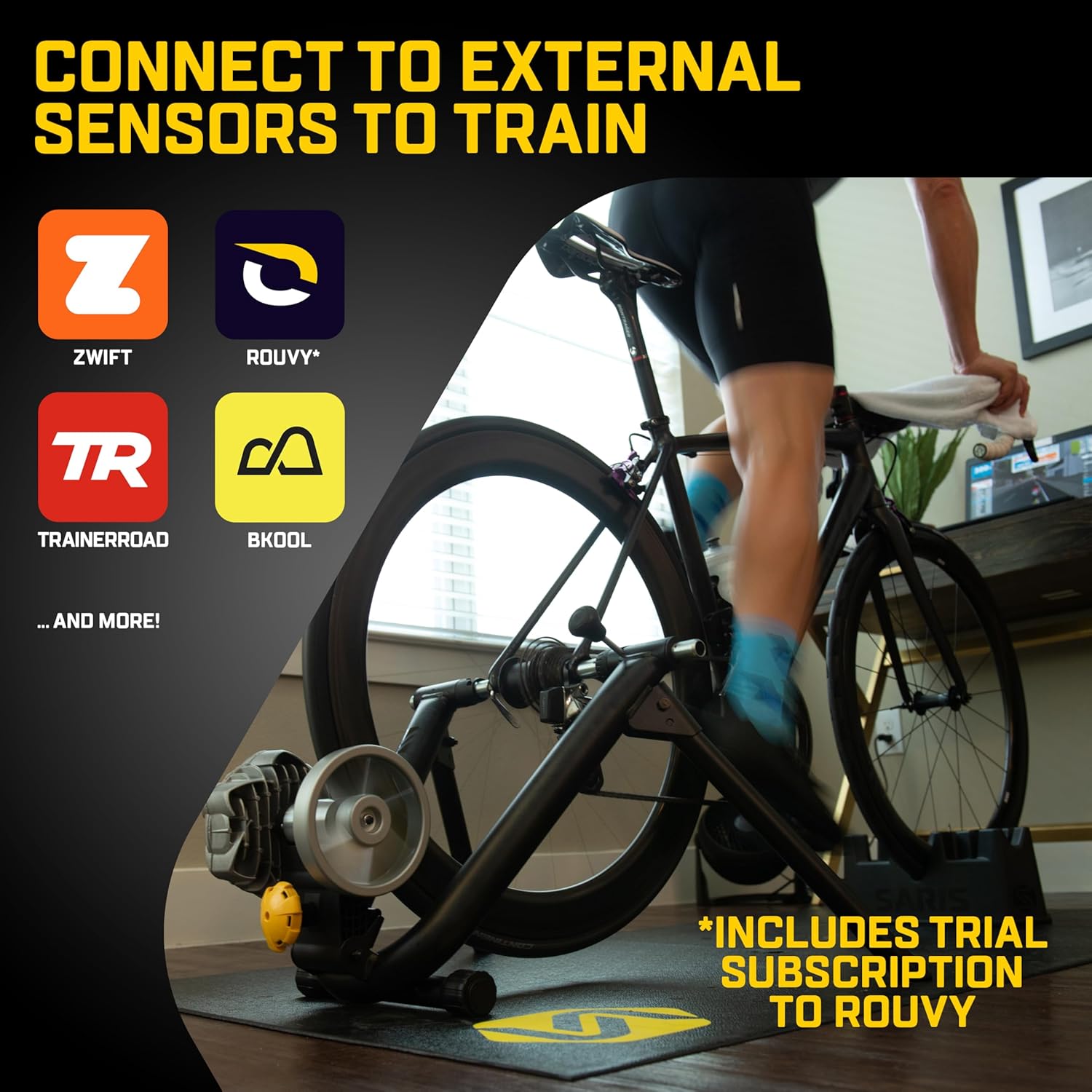 Saris Fluid2 Indoor Bike Trainer, Smart Equipped Option, Fits Road and Mountain Bikes, Compatible with Zwift App Saris Fluid2 Indoor Bike Trainer, Smart Equipped Option, Fits Road and Mountain Bikes, Compatible with Zwift App