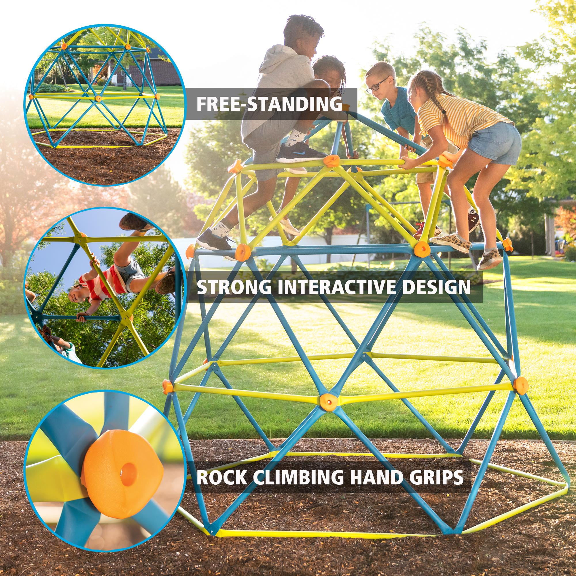 Lifetime Kid's Outdoor 7 ft. 3 in. H and 7 ft. 9 in. W Metal Climbing Tower, Blue and Lime Green (90994) Lifetime Kid's Outdoor 7 ft. 3 in. H and 7 ft. 9 in. W Metal Climbing Tower, Blue and Lime Green (90994)