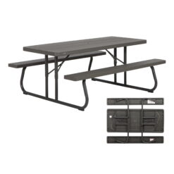 Lifetime 6 Foot Folding Polyethylene Picnic Table, Brown (60105)