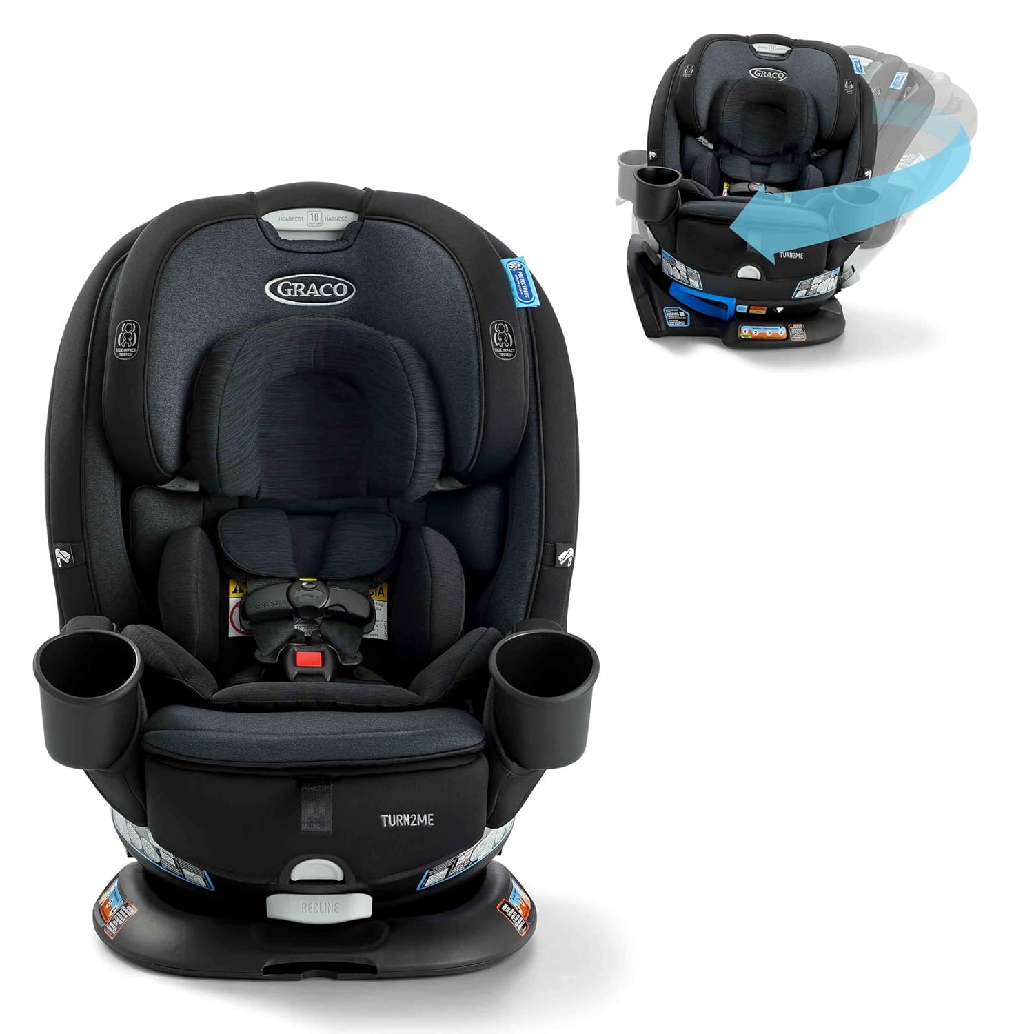 Graco Turn2Me 3-in-1 Rotating Convertible Car Seat, Cambridge, Featuring Headrest and Harness Adjust, Easy Installation and Steel Reinforced Frame Graco Turn2Me 3-in-1 Rotating Convertible Car Seat, Cambridge, Featuring Headrest and Harness Adjust, Easy Installation and Steel Reinforced Frame