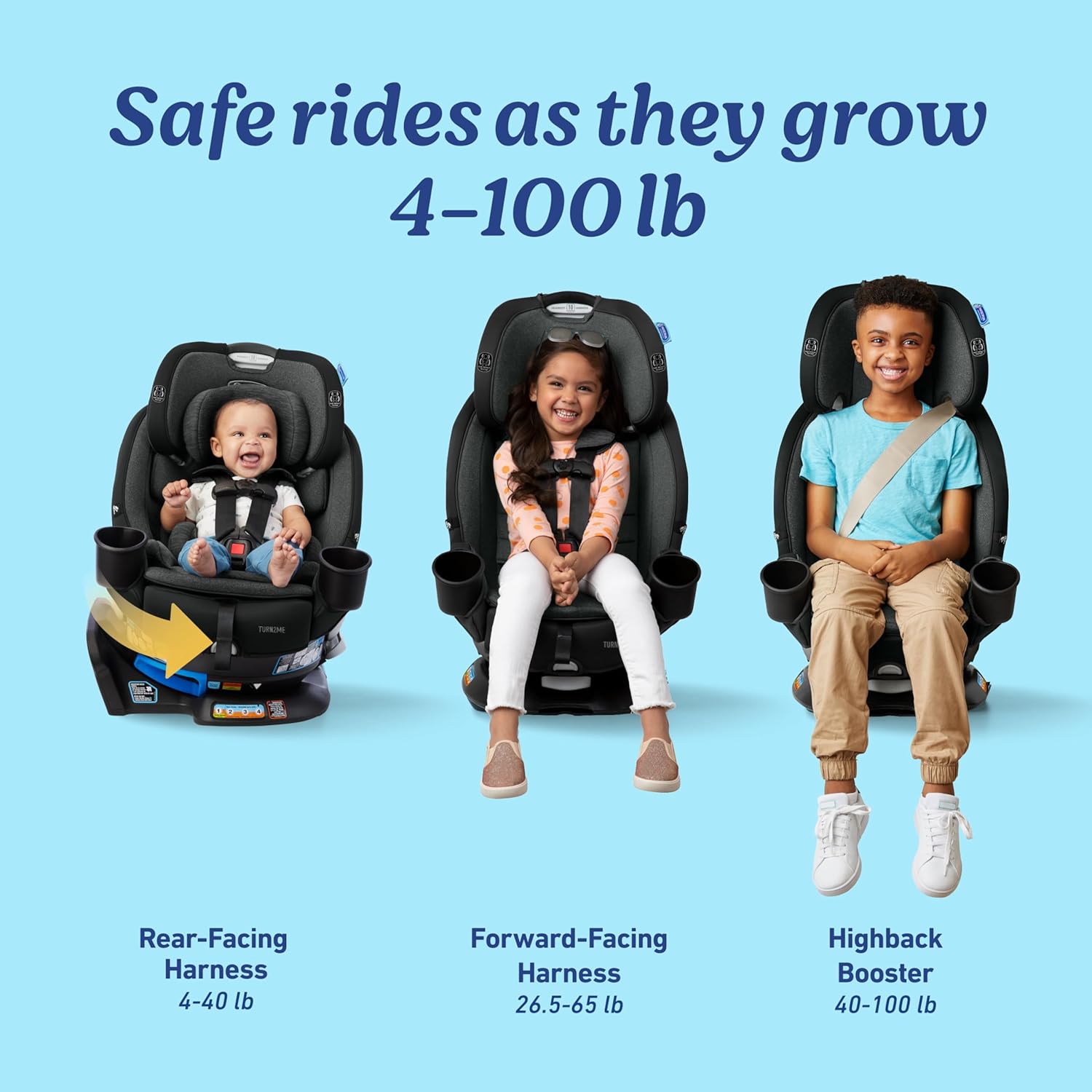 Graco Turn2Me 3-in-1 Rotating Convertible Car Seat, Cambridge, Featuring Headrest and Harness Adjust, Easy Installation and Steel Reinforced Frame Graco Turn2Me 3-in-1 Rotating Convertible Car Seat, Cambridge, Featuring Headrest and Harness Adjust, Easy Installation and Steel Reinforced Frame