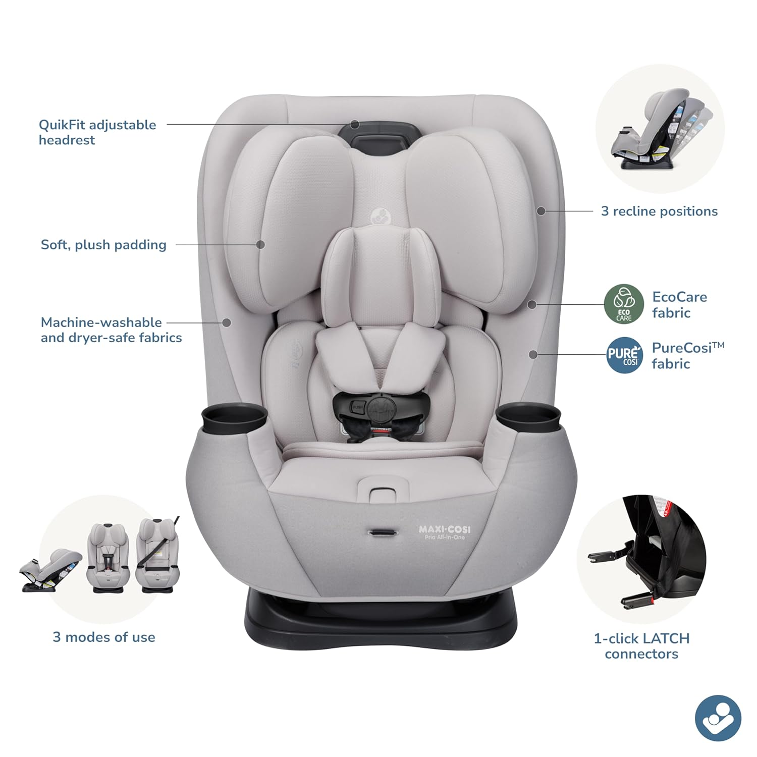 Maxi-COSI Pria All-in-One Convertible Car Seat, Infant to Toddler Car Seat, Easy-Install Harness, Machine-Washable Cover, 5-100 lbs, SeaDrift Maxi-COSI Pria All-in-One Convertible Car Seat, Infant to Toddler Car Seat, Easy-Install Harness, Machine-Washable Cover, 5-100 lbs, SeaDrift