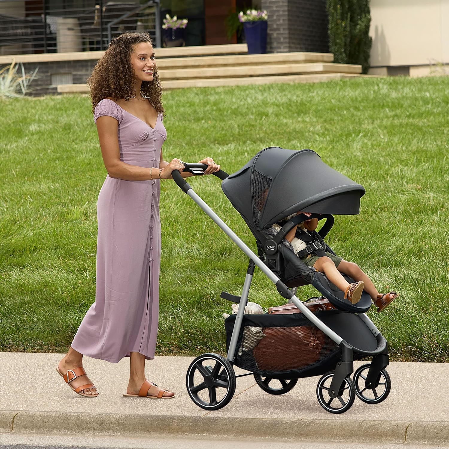 Britax Grove Modular Stroller, Lightweight Stroller with CozyFit Insert and Bumper Bar, 6 Ways to Ride, SafeWash, Pindot Stone Britax Grove Modular Stroller, Lightweight Stroller with CozyFit Insert and Bumper Bar, 6 Ways to Ride, SafeWash, Pindot Stone